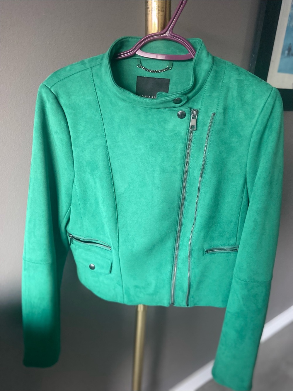 Banana Republic Emerald Green Suede Moto Jacket